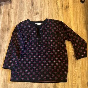 Black and Pink Patterned Long Sleeve Top